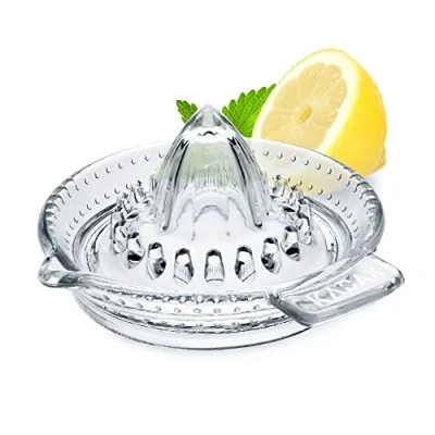 Afbeelding van Natrium Calcium Glas Citruspers Handmatige Citroenpers met Schenker, Sapcentrifuge, Citruspers, Sinaasappelpers, Limoenpers (Transparant)