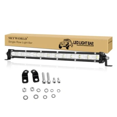 Afbeelding van SKYWORLD 13 inch 60W enkele rij led lichtbalk, ultradunne slanke overstroming offroad rijden mistlamp werklamp waterdicht voor 4x4 vrachtwagens tractor SUV ATV UTV boot, 6000K witte lichtbalken