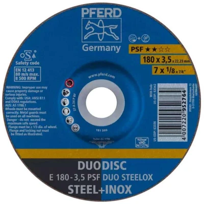 Afbeelding van PFERD 62017420 E 180 3,5 PSF DUO STEELOX Afbraamschijf gebogen Diameter mm Boordiameter 22.23 RVS, Staal, IJzerslag 10 stuk(s)