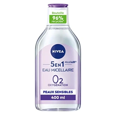 Afbeelding van NIVEA Micellair Skin Breathe water voor de gevoelige huid (1 x 400 ml), 3 in 1 make up remover zonder parfum en kleurstoffen, gezichts oogreiniger