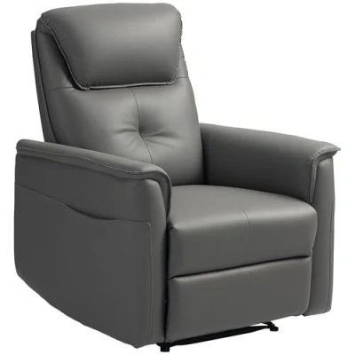 Afbeelding van HOMCOM Relaxfauteuil met ligfunctie 2 Zakken Grijs