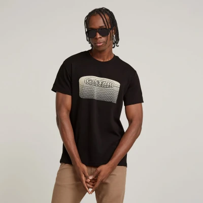 Afbeelding van G STAR Stacked OLD Skool LOGO Tshirt print, Heren, Maat: Large, Dk black