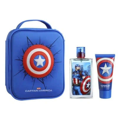 Afbeelding van Captain America Geschenkset Eau De Toilette 100 ml &amp; Douchegel 60 Met Toilettas