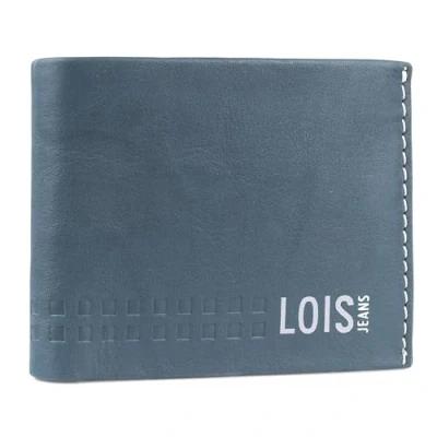 Afbeelding van Lois Portemonnee Heren Leer RFID Leren Met Stijlvol Design Duurzame Leather Wallet Voor Mannen Veiligheid En Klasse Elke Gelegenheid, Blauw Grijs