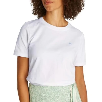 Afbeelding van Tommy Hilfiger Contrast FLAG TEE Tshirt basic, Dames, Maat: XS, Optic white