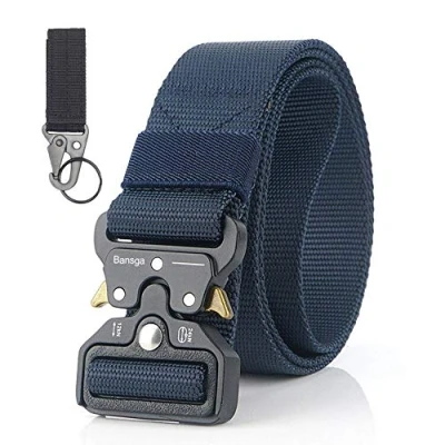 Afbeelding van Tactische Riem, Heavy Duty Verstelbare Nylon Riem in Militaire Stijl Met Zinklegering Gesp, Snelsluiting Tailleband(Donkerblauw)