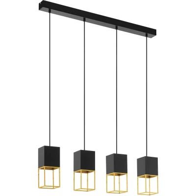 Afbeelding van EGLO hanglamp Montebaldo 4 lichts zwart/goud