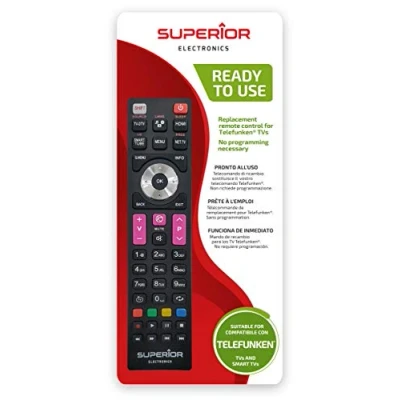 Afbeelding van Superior Electronics SUPTRB016 Telefunken vervangende afstandsbediening, universeel, compatibel met alle tv&#039;s en smart van het merk Telefunken, direct te gebruiken, geen programmering nodig