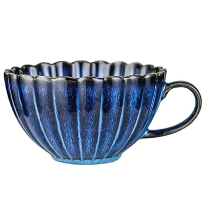 Afbeelding van Koffiemok groot, mok 500 ml, cappuccino kopjes aardewerk, keramische grote mok, theekop met handvat, koffiemok, artiest design
