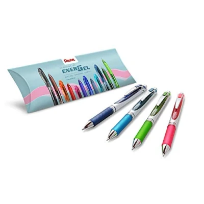 Afbeelding van Pentel BL77 Energel XM gelroller 0,7 mm 4 stuks gesorteerd (roze, donkerblauw, turquoise, lichtgroen)
