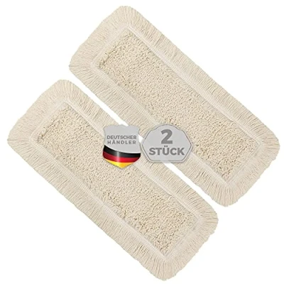Afbeelding van Okaei Dweilmop overtrek, 2 stuks, 40 cm, vloerwisserovertrek voor droge en natte reiniging, alle gangbare dweilhouders persen, hoogwaardige wisserovertrek beige