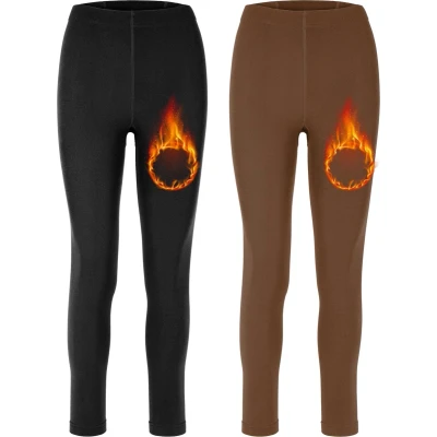 Afbeelding van Merry Style Dames Thermische Legging Vrijetijdsbroek Lang Sporbroek Skibroek Mosterd 2 Pack MS ATX 441 Leg 2B Zwart/Bruin M L
