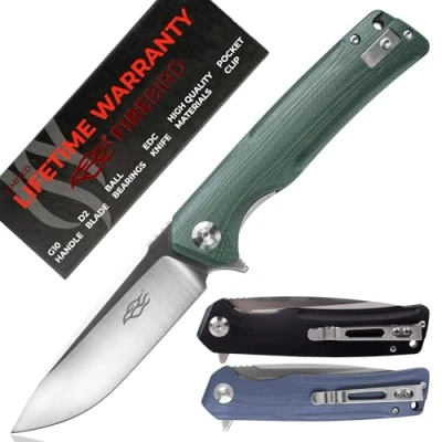 Afbeelding van GANZO Firebird FH91 GB zakmes D2 stalen mes Ergonomisch G10 antisliphandvat met diepe draagclip Campingvissen Jachtuitrusting Outdoor Folipper EDC (groen)