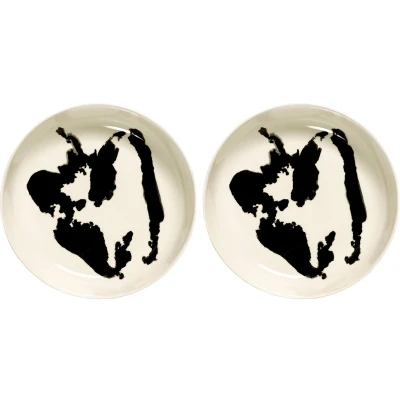 Afbeelding van Serax Ottolenghi White Pepper Black Feast Bord Rond 26,5 cm Steengoed Hoog 4cm set v