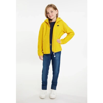 Afbeelding van Schmuddelwedda MIT Teddy Fleecejas voor kinderen, Maat: 98, Dunkelgelb melange