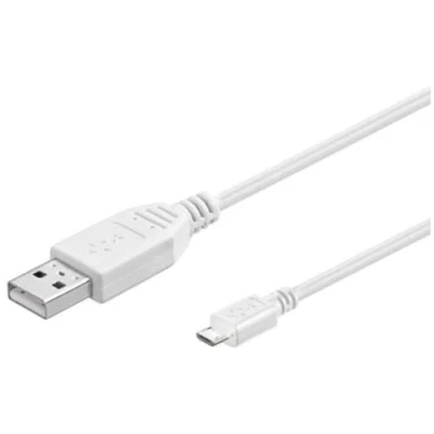 Afbeelding van PremiumCord USB Micro verbindingskabel 1m, A stekker naar B stekker, 2.0 High Speed datakabel, 5pins, 2x afgeschermd, AWG28, kleur wit, lengte 1 m
