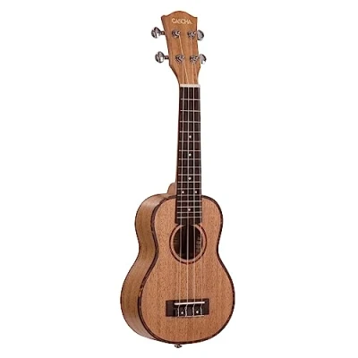 Afbeelding van Cascha Premium mahonie sopraan ukelele, kleine Hawaii gitaar, Ukelele voor beginners, met acquilasnaren en 3 plectra set Engels 21 inch Sopran bruin