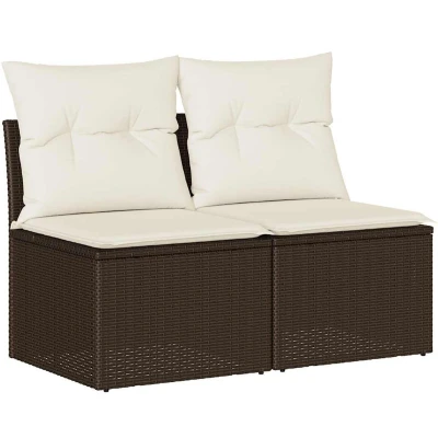 Afbeelding van vidaXL 4 delige Loungeset met kussens poly rattan acacia bruin