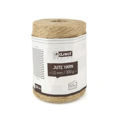 Afbeelding van D.RECT 250 m jute koord natuur bruin pakkoord cadeaulint knutselkoord decoratief 1,2 mm dik voor: verpakking, doe het zelf kunsthandwerk, bloemisterij, decoratie