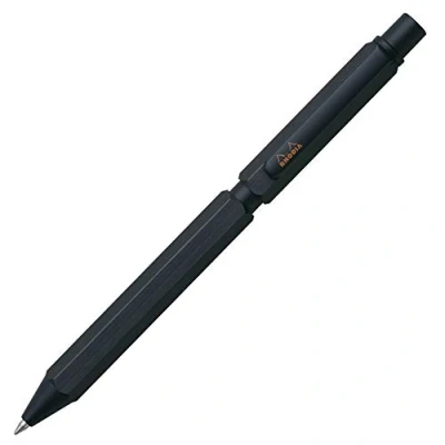 Afbeelding van RHODIA 9342C 3 in 1 scRipt Multipen 2 balpennen 0,5 mm zwart &amp; rood + vulpotlood grafiet zeshoekige behuizing van geborsteld aluminium navulbaar gum onder de schuiver