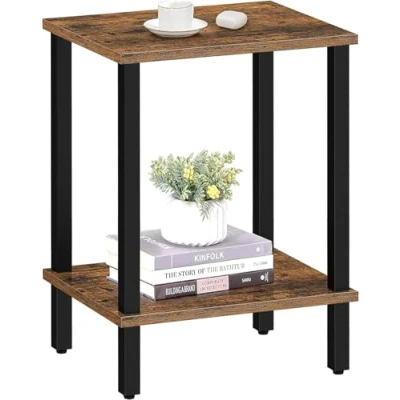 Afbeelding van Hoppa! Bijzettafel, nachtkastje, 2 laags opbergplank, hout 38x30x55 cm (BxDxH)