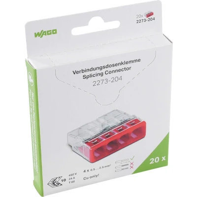 Afbeelding van Wago lasklem max. 2,5 mm2 transp/rood 4 draads blister 20 stuks