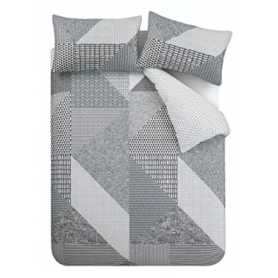 Afbeelding van Catherine Lansfield Larsson Geo Omkeerbare King Dekbedovertrek Set met Kussensloop Grijs