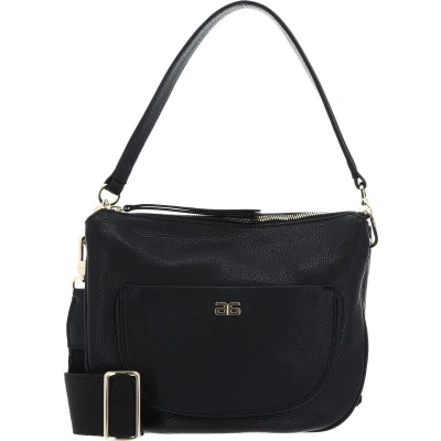 Afbeelding van abro Leren Schoudertas Leather Dalia Hobo Bag Clara Black / Gold Zwart