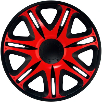 Afbeelding van J Tec 4 Delige Wieldoppenset Nascar 14 inch zwart/rood