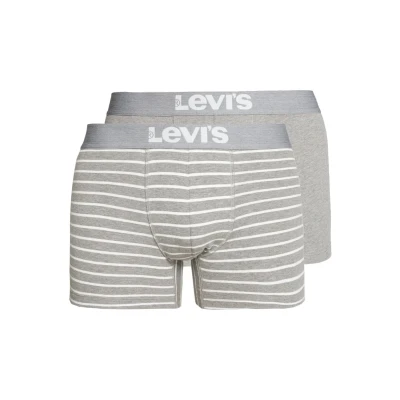 Afbeelding van Levi&#039;s Vintage Stripe Boxer 2 PACK Boxerbriefs, Heren, Maat: Small, Middle grey melange