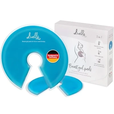 Afbeelding van Livella Thermopads 3 in 1 borstgelkussen, koelkussen en warmtekussen voor de borst borstvoeding, te gebruiken met borstkolf, ontspannend melkstroomstimulerend, 2 stuks beschermende fleece