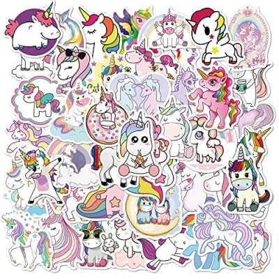 Afbeelding van Kawaii VSCO Eenhoorn stickers 50 Stuks, Vinyl voor Kinderen, Klein Graffiti fiets skateboard laptop auto motorfiets bagage koffer feestbenodigdheden