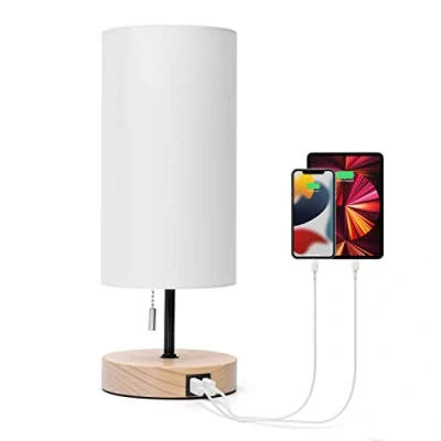 Afbeelding van Aigostar 13AS4 Bureaulamp 2 USB Oplaadpoorten Met lampenkap E27 fitting Klassiek Wit