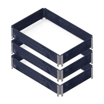 Afbeelding van Upyard GardenBox Set van 3 modern verhoogd bloembed met palletframe modulair verhoogde palletbed natuurlijk hout voor tuin en terras PEFC gecertificeerd, 120 x 80 58,5 cm, zwart