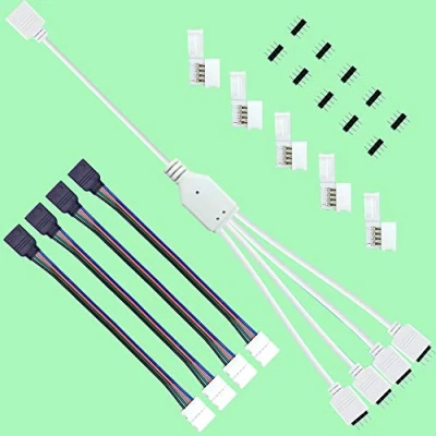 Afbeelding van RUNCCI YUN Ledstripverbindingsset, led splitter voor ledstrip, splitter, ledstrip connector, RGB verdeler, 1 tot 4 ledsplitter polige ledstrips