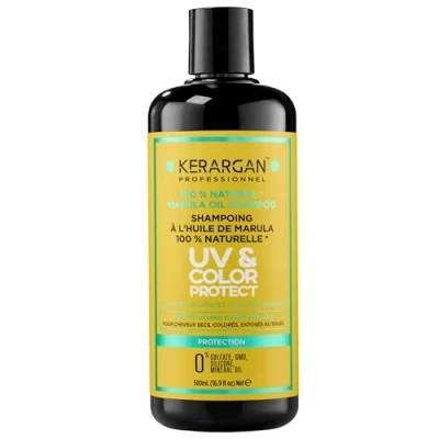 Afbeelding van Kerargan UV &amp; Kleur Beschermende Shampoo met Marula Olie voor Droog en Gekleurd Haar Reinigt, Beschermt, Voedt Zonder Sulfaat, GMO, Siliconen, Minerale 500ml