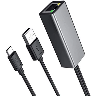 Afbeelding van Fire TV Stick Ethernet adapter, adapter voor en Chromecast, Chromecast Ultra 4k, Cube, Micro USB naar LAN RJ45 met stroomkabel van Dragon Trading
