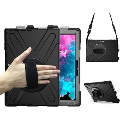 Afbeelding van Junfire Hoes voor Microsoft Surface Pro 7/6/5/4/LET, Schokbestendige Heavy Duty Case met Standaard en Schouderriem, 360 Graden Rotatie