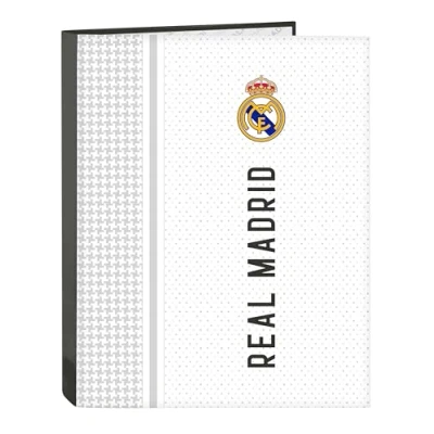 Afbeelding van Real Madrid 1e Team 24/25, 4 ringen map ideaal voor kinderen van verschillende leeftijden, comfortabel en veelzijdig, kwaliteit duurzaamheid, 26,5 x 33 cm, Wit/Grijs, Standaard, casual