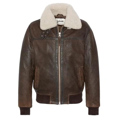 Afbeelding van Schott Aviator Leren jas, Heren, Maat: Small, Marron