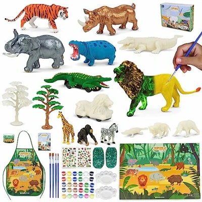 Afbeelding van Dierenspeelgoed Kinderen Schilderset 16 Jungle Figuren BONNYCO Knutselsets Met Glow in the Dark Knutselen Jongensspeelgoed 3 4 5 6 7 8 9 10 Jaar Geschenken Verjaardag Kerstmis