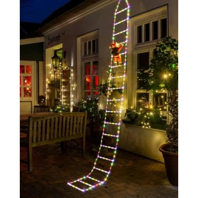 Afbeelding van wisdom line Led kerstdecoratie, lichtgeleider met kerstman, voor binnen en buiten, ramen, tuinen, huizen, muren, kerstbomen (warm wit wit, 228 leds)