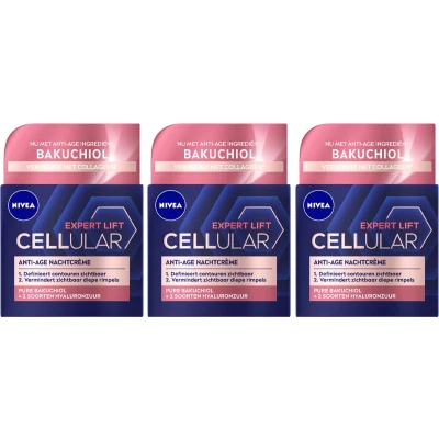 Afbeelding van 3x Nivea Cellular Filler Nachtcrème Elasticity 50 ml