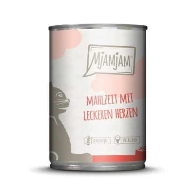 Afbeelding van MjAMjAM premium natvoer voor katten maaltijd met heerlijke hartjes, pak van 6 (6 x 400 g), graanvrij extra vlees