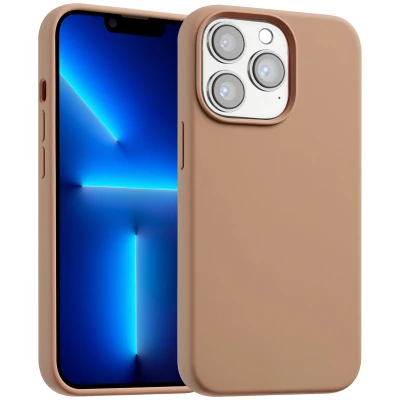 Afbeelding van Apple iPhone 13 Pro Max MagSafe Hoesje Siliconen en TPU (zacht) Accezz Softcase/Backcover Lichtbruin Telefoonhoesje