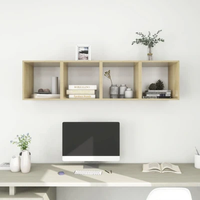 Afbeelding van Wandkasten 4 st 37x37x37 cm spaanplaat wit sonoma eikenkleurig