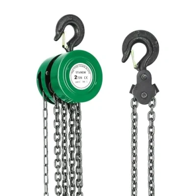 Afbeelding van Handmatige ketting met robuuste haak STANEW, hefhoogte 3 m, groen, dubbele laadketting, G80, hefhaak zekering (2 ton m)