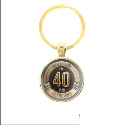 Afbeelding van Sleutelhanger Glas Gefeliciteerd 40 Jaar Getrouwd