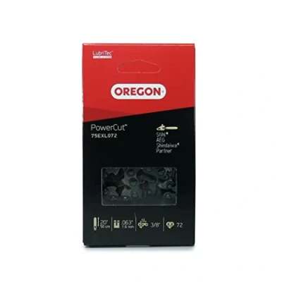Afbeelding van Oregon PowerCut 3/8&quot; Zaagketting, .063&quot; (1,6 mm) Full Chisel Voor Kettingzaagmodellen Met Een 50 cm (20&quot;) Rail, 72 Aandrijfschakels, Geschikt AEG, Carver, En Stihl (75EXL)