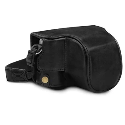 Afbeelding van MegaGear MG1605 Leica D Lux 7 Ever Ready echt lederen camera case met draagriem zwart